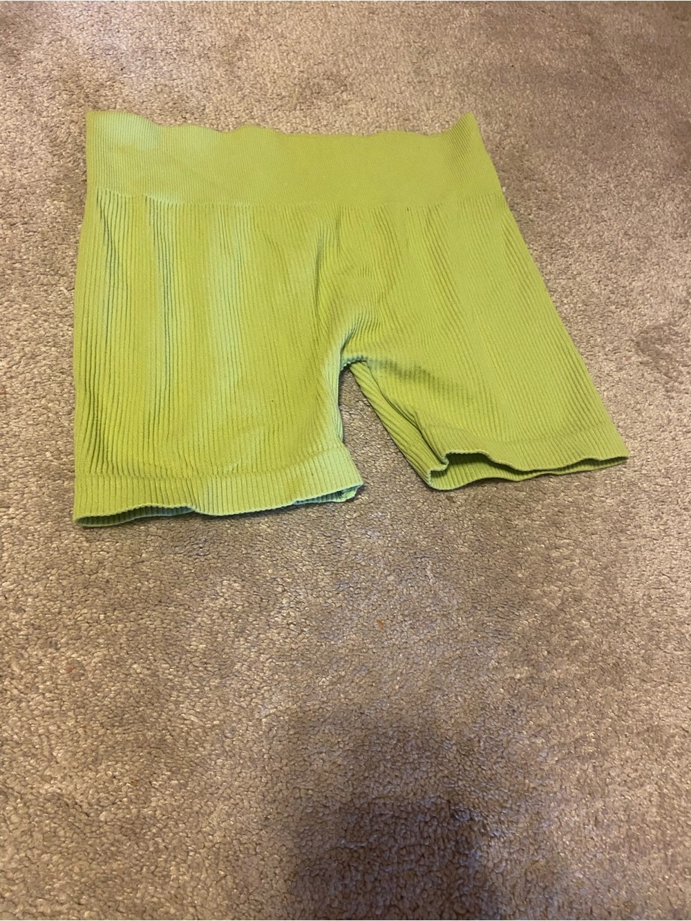 Seamless Ribbed Lime Green Women's Bike Shorts